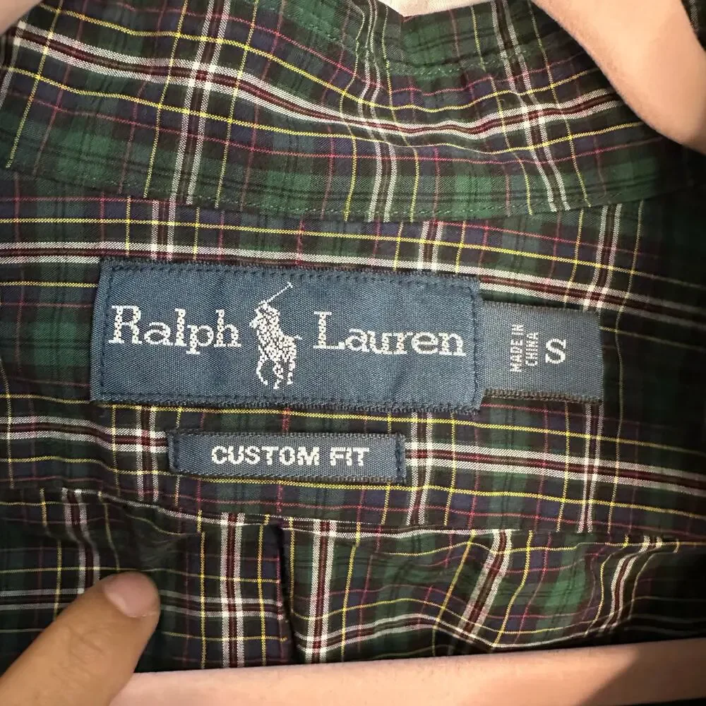 Ralph Lauren Button Down Casual Plaid Shirt 100% Cotton Size‎ Small Green